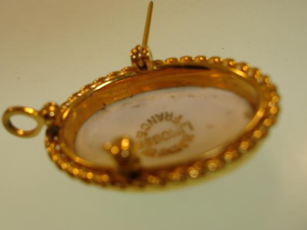 Vintage Van Dell Gold Filled Limoges Porcelain Pin/Pendant - Handpainted French Design