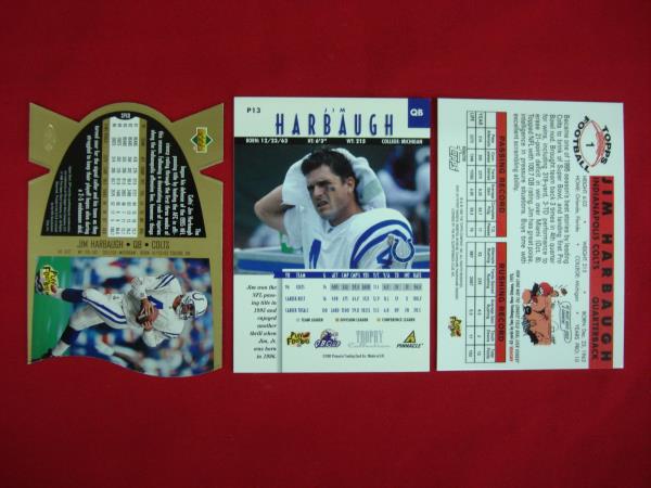 Jim Harbaugh 3 Card Collection: Topps Chrome Refractor, SPX Gold & Pinnacle Trophy - Colts Memorabilia