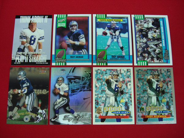Vintage Troy Aikman Dallas Cowboys Football Card Lot (8 Cards) - Early & Premium Releases