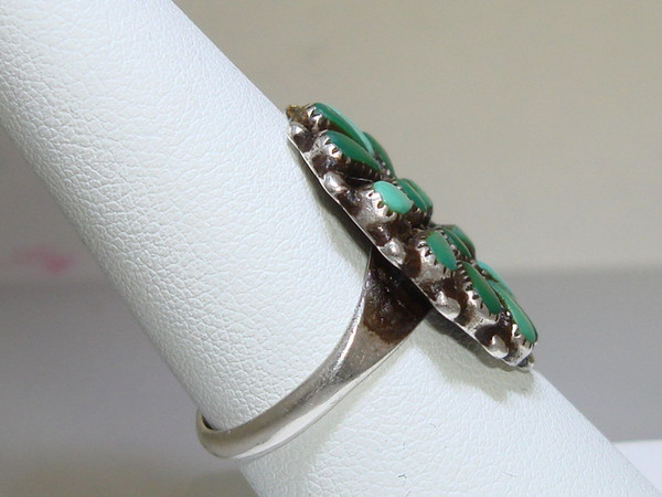 Vintage 1970s Zuni Sterling Silver Turquoise Ring by B. Natewa (Size 8)