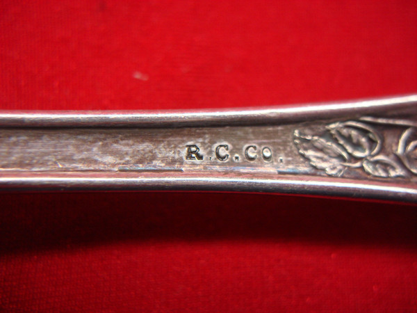 Vintage R.C. Co. Rose Pattern Silverplate Cold Meat Fork & Serving Spoon Set (Patented 1910)