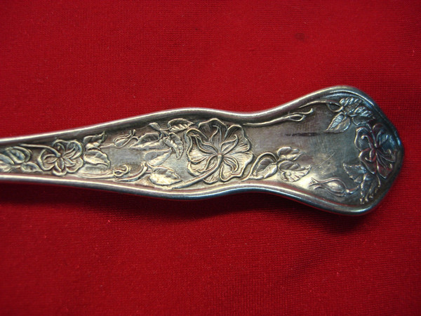 Vintage R.C. Co. Rose Pattern Silverplate Cold Meat Fork & Serving Spoon Set (Patented 1910)