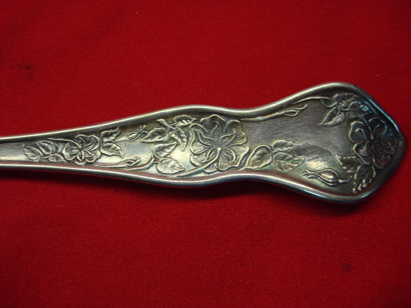 Vintage R.C. Co. Rose Pattern Silverplate Cold Meat Fork & Serving Spoon Set (Patented 1910)