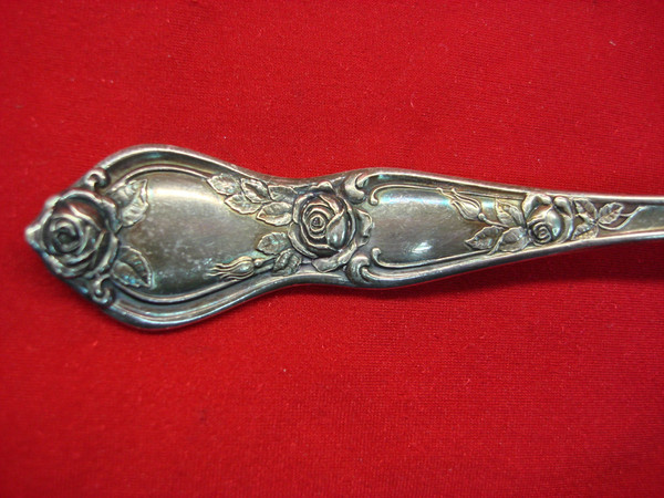 Vintage R.C. Co. Rose Pattern Silverplate Cold Meat Fork & Serving Spoon Set (Patented 1910)