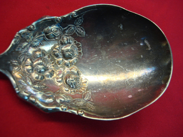Vintage R.C. Co. Rose Pattern Silverplate Cold Meat Fork & Serving Spoon Set (Patented 1910)