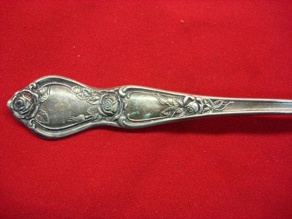 Vintage R.C. Co. Rose Pattern Silverplate Cold Meat Fork & Serving Spoon Set (Patented 1910)