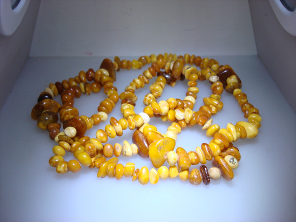 Vintage Natural Baltic Amber Necklace - 44 Inch Estate Find -  Stunning Color Variation