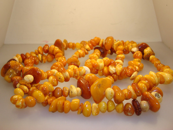 Vintage Natural Baltic Amber Necklace - 44 Inch Estate Find -  Stunning Color Variation