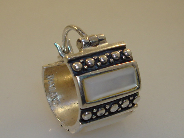 Sterling Silver MOP Inlay Hoop Earrings - A925, Pre-Owned Excellent Condition