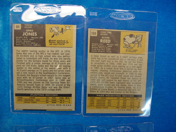 1971 Topps Houston Oilers Football Cards - 7 Card Lot (Vintage NFL Collection)