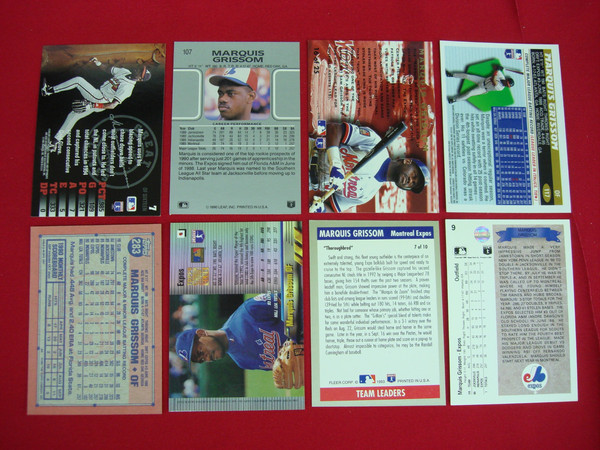 Marquis Grissom Baseball Card Lot (8 Cards) - Rookies, Inserts, Premiums & Chrome