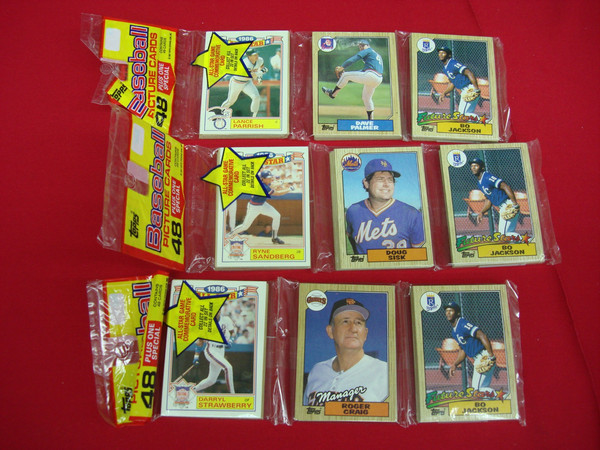 1987 Topps Rack Packs Lot of 3: Bo Jackson RC, Darryl Strawberry & Ryne Sandberg!