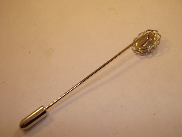 Vintage Silver Stick Pin with Iridescent Blister Pearl - Estate Find