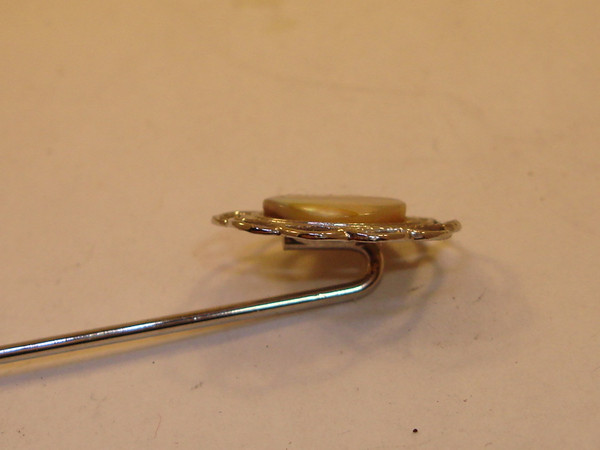 Vintage Silver Stick Pin with Iridescent Blister Pearl - Estate Find