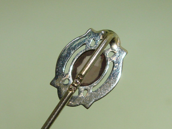 Antique Art Deco 10K Gold Filigree Amethyst Stick Pin | Vintage Estate Jewelry