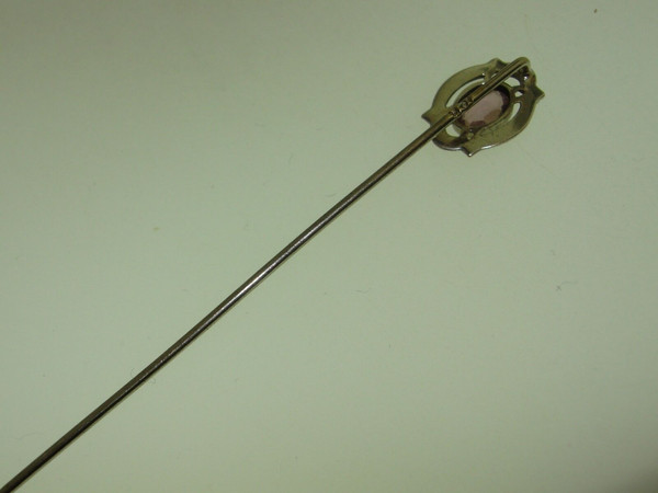 Antique Art Deco 10K Gold Filigree Amethyst Stick Pin | Vintage Estate Jewelry