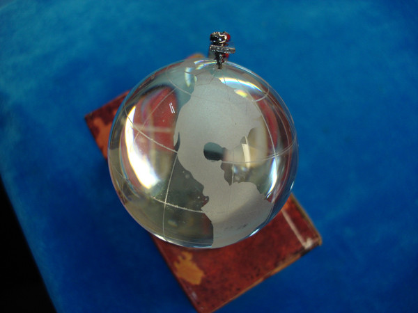 Decorative Crystal Glass Globe with Etched Continents - New in Box