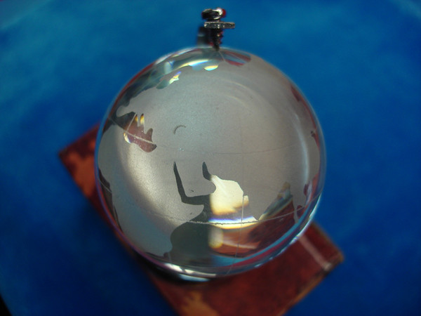 Decorative Crystal Glass Globe with Etched Continents - New in Box