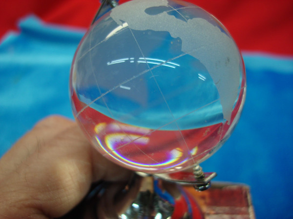 Decorative Crystal Glass Globe with Etched Continents - New in Box