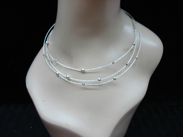 Authentic Milor Italy Sterling Silver 3-Strand Choker Necklace (16