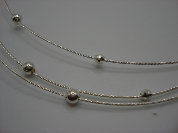 Authentic Milor Italy Sterling Silver 3-Strand Choker Necklace (16