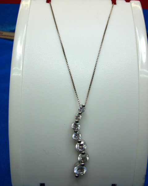 Sterling Silver Journey Pendant Necklace with Diamonds - Pre-Owned
