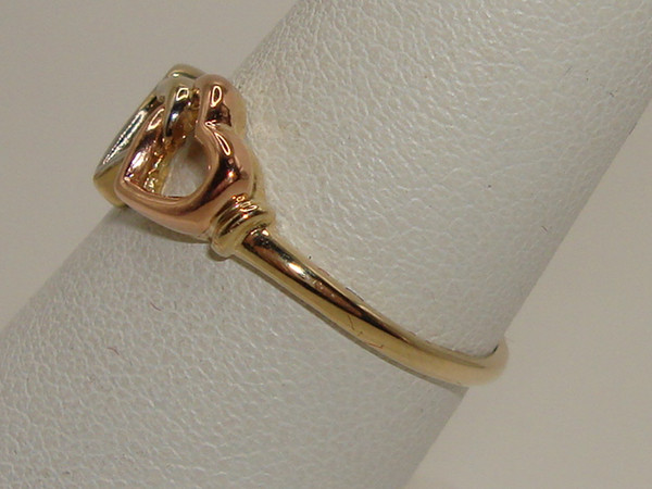 Vintage 10K Tri-Color Gold Hearts Ring by JCM (Size 7) -  Unique & Signed