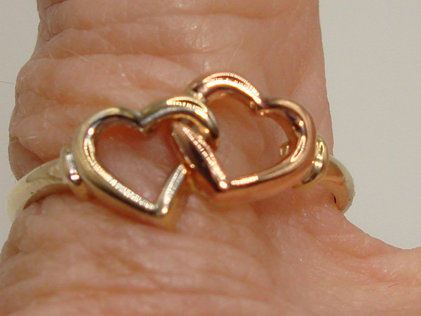 Vintage 10K Tri-Color Gold Hearts Ring by JCM (Size 7) -  Unique & Signed