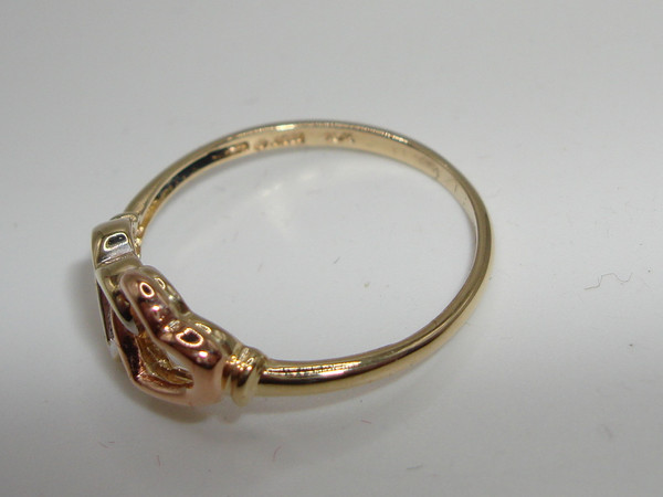 Vintage 10K Tri-Color Gold Hearts Ring by JCM (Size 7) -  Unique & Signed