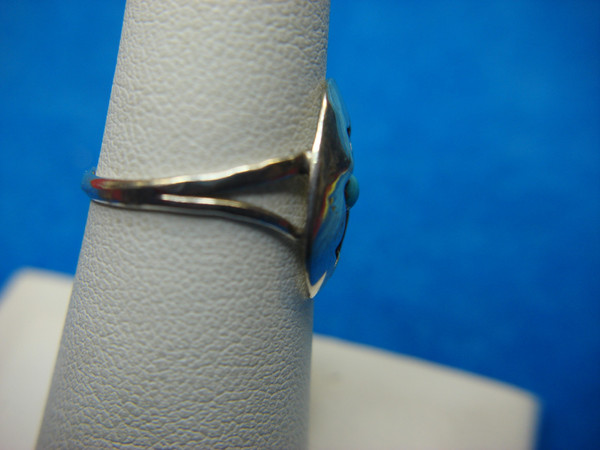 Vintage Native American Sterling Silver Turquoise & Coral Ring (Size 6 1/2)