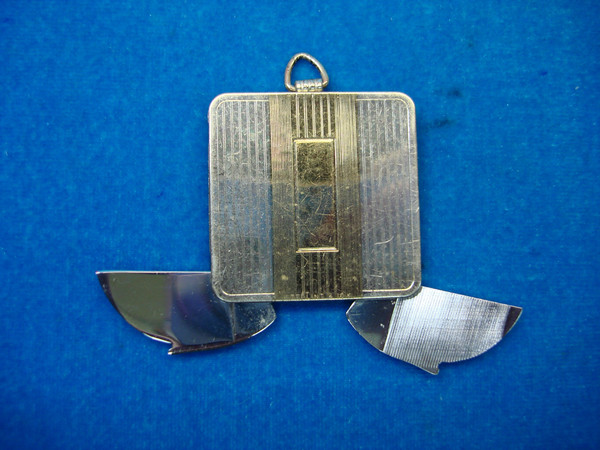 Vintage Hickok Sterling Silver & 10K Gold Pocket Knife Watch Fob - Art Deco Design