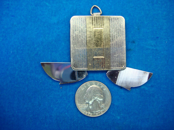 Vintage Hickok Sterling Silver & 10K Gold Pocket Knife Watch Fob - Art Deco Design