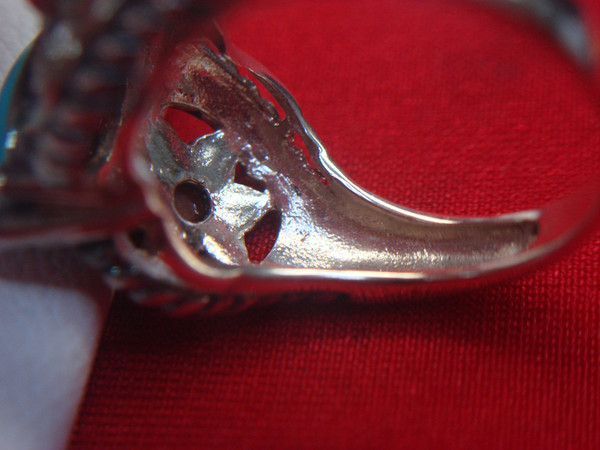 Vintage Sterling Silver Turquoise & Coral Ring, Size 6 - Unique Design