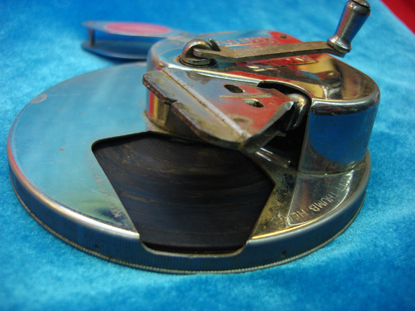 Vintage Kriss Kross Hand Crank Razor Sharpener - Chrome Steel, St. Louis Estate Find