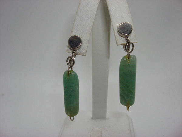 Vintage Jadeite Necklace & Earrings Set | Estate Find | Silver & Polished Jadeite
