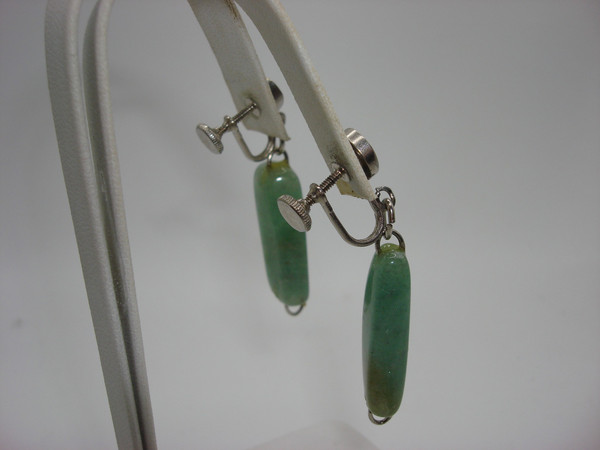 Vintage Jadeite Necklace & Earrings Set | Estate Find | Silver & Polished Jadeite