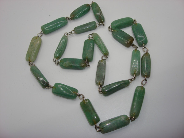 Vintage Jadeite Necklace & Earrings Set | Estate Find | Silver & Polished Jadeite
