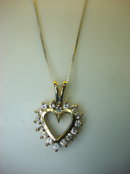 Sparkling Sterling Silver Heart Pendant with CZs & 18