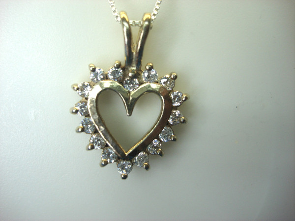 Sparkling Sterling Silver Heart Pendant with CZs & 18