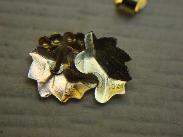 Vintage 10K Tri-Color Gold Leaf Earrings by Coleman Co. (Excellent Condition)