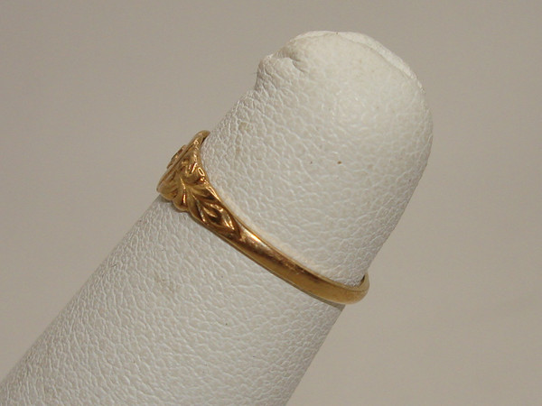 Vintage 1930s Art Nouveau Baby Ring, 10K Gold & Diamond Accent, Size 2
