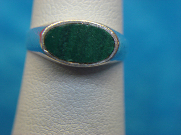 Vintage Sterling Silver Malachite Ring, Size 4 1/2, Mexican Made