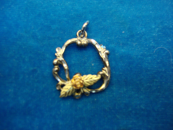 Sterling Silver & 12K Gold Floral Pendant/Charm - Tri-Color Design - Vintage