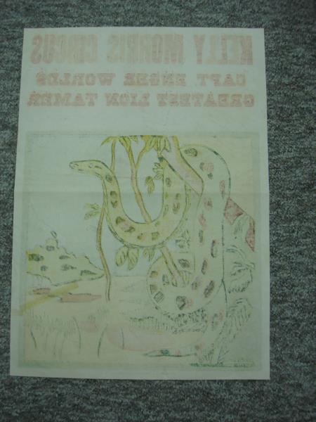 Vintage Kelly Morris Circus Poster - Captain Enger Lion Tamer & Snake 1952