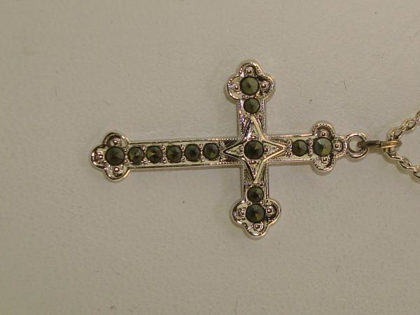 Sterling Silver & Marcasite Cross Necklace - Vintage, Ornate Design