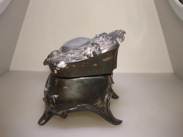 Antique Art Nouveau Trinket Box by Weilich Bros. - Silver & Pink Silk Lining