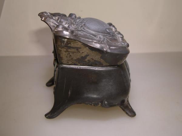 Antique Art Nouveau Trinket Box by Weilich Bros. - Silver & Pink Silk Lining