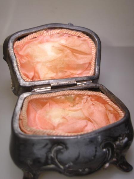 Antique Art Nouveau Trinket Box by Weilich Bros. - Silver & Pink Silk Lining