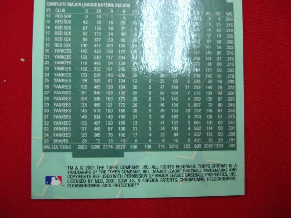 Vintage Babe Ruth Topps Chrome'Before There Was Topps' Insert #BT2 (Near Mint)