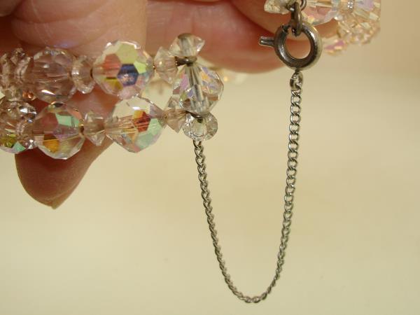 Vintage 1960s Aurora Borealis Crystal Bead Bracelet - Memory Wire, Iridescent Beads
